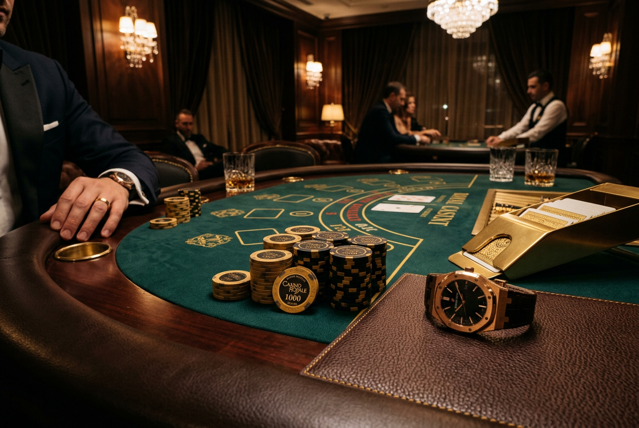 Exclusive VIP casino room with luxury betting chips and high-end decor